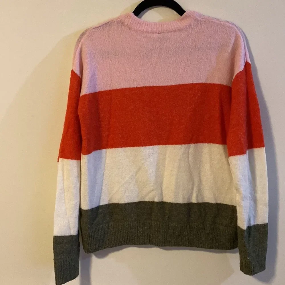 Hema, Long Sleeve Sweater, Thick Stripes in Red, Pink, White & Gray - Picture 5 of 6